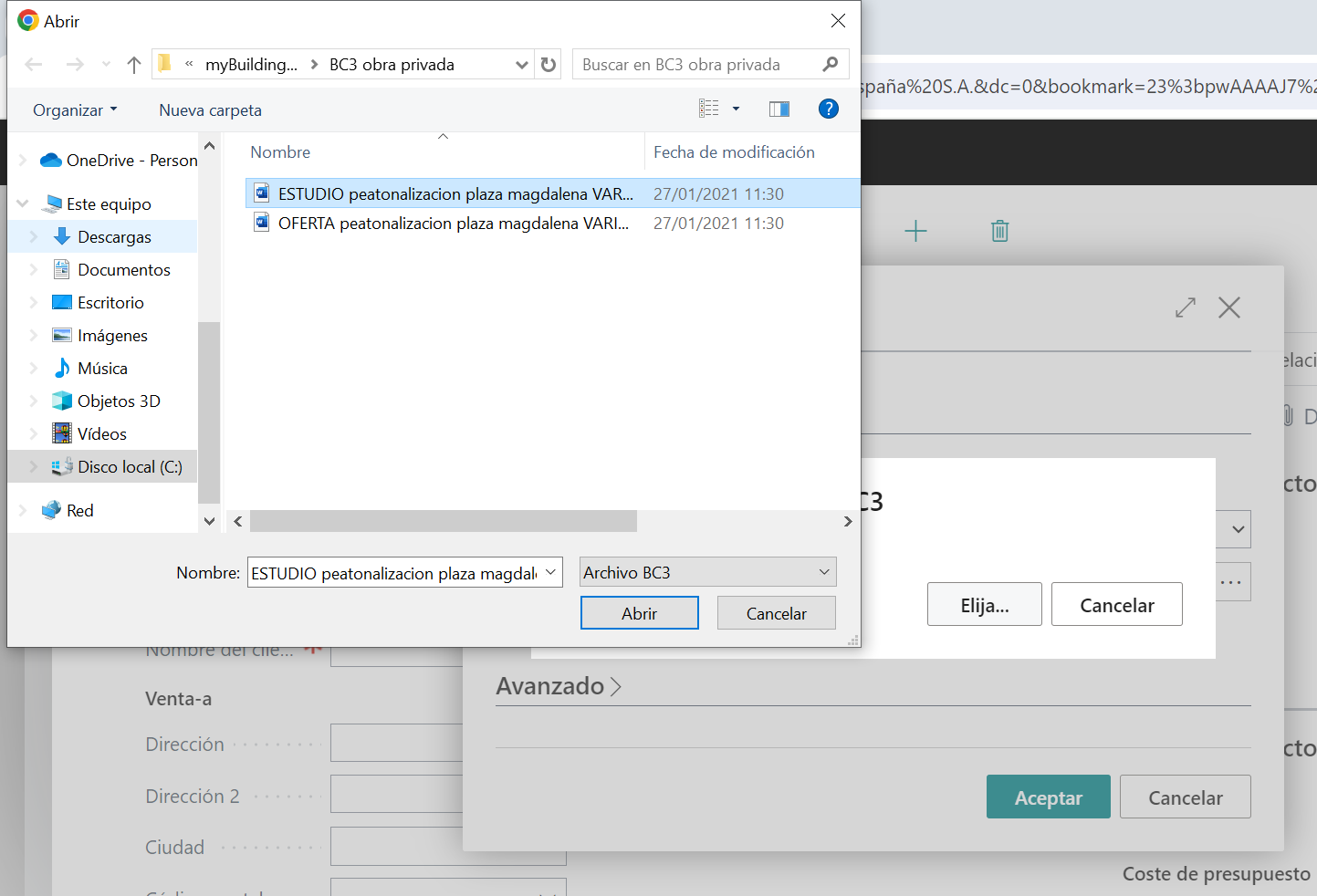 Proyecto de myBuilding creado a partir del BC3