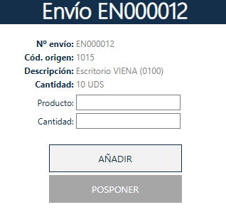 Interfaz envío
