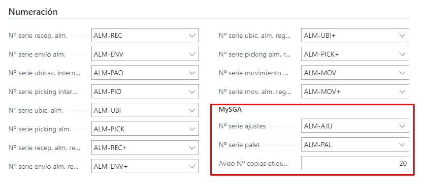 Configuración mySGA