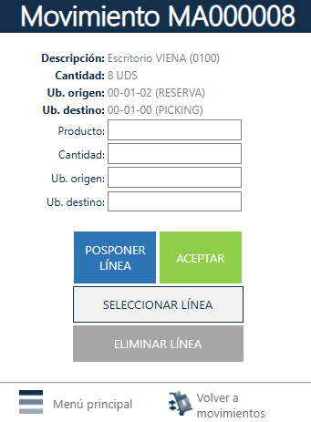 Interface movimiento