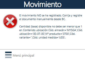 Error movimiento