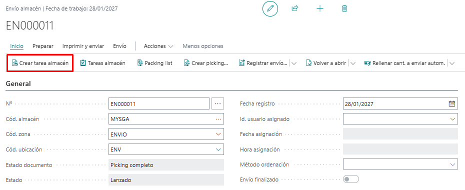 Crear packing list