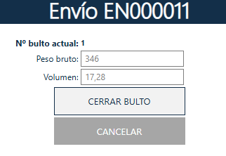 Cerrar bulto