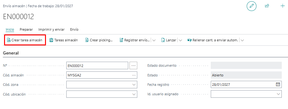 Crear envío
