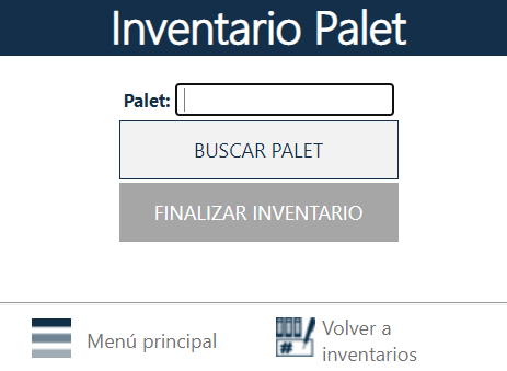 Interface inventario palet