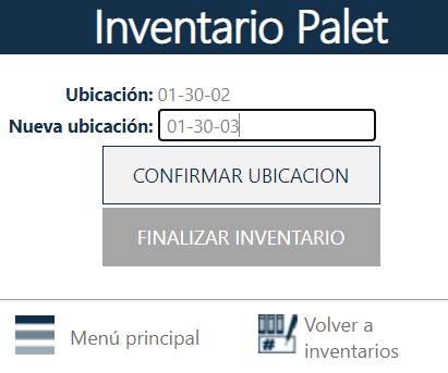 Cambiar ubicación palet