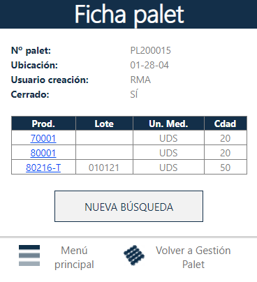 Consulta palet