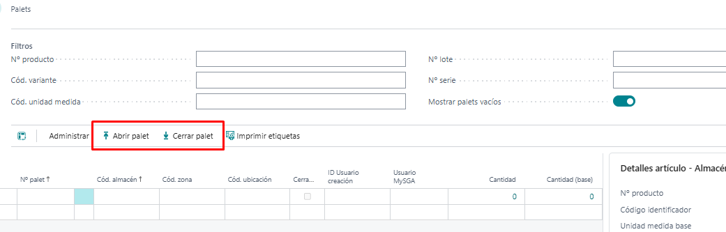 Lista palets BC